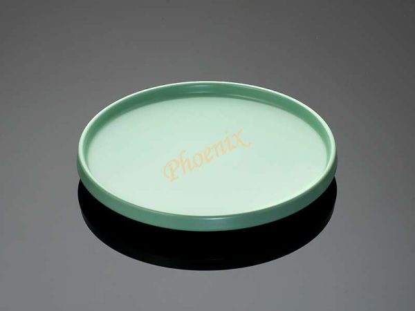 จานกลมขอบตั้ง  สีเขียว 10 นิ้ว