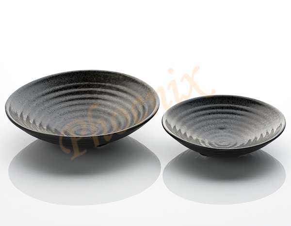 ชามกลมปากกว้างลายกลมมีขา สีดำ 6.5 นิ้ว - Image 3