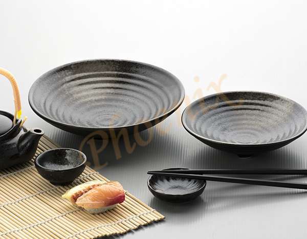 ชามกลมปากกว้างลายกลมมีขา สีดำ 6.5 นิ้ว - Image 4