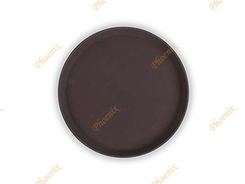 ถาดกลมกันลื่น สีน้ำตาล 14 นิ้ว