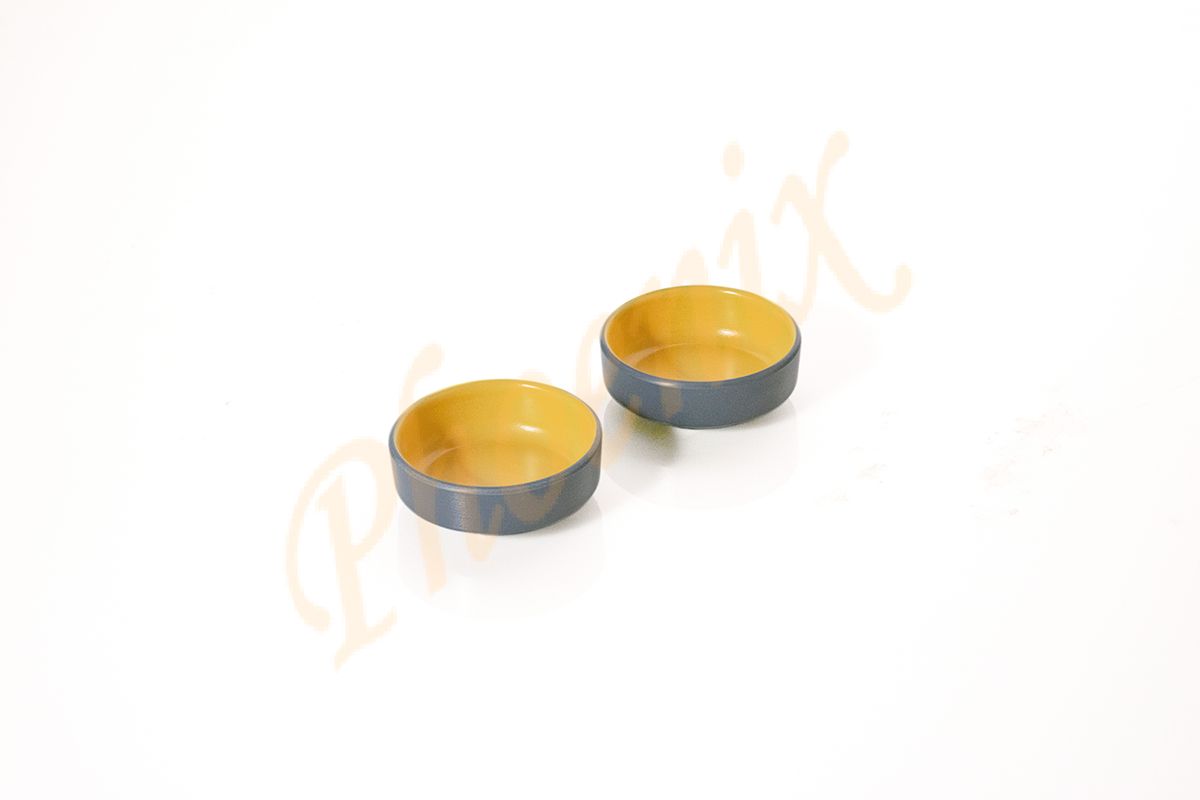 AB213003GR-Y ถ้วยน้ำจิ้มขอบตั้ง 3 นิ้ว เมลามีน สีเทา-เหลือง