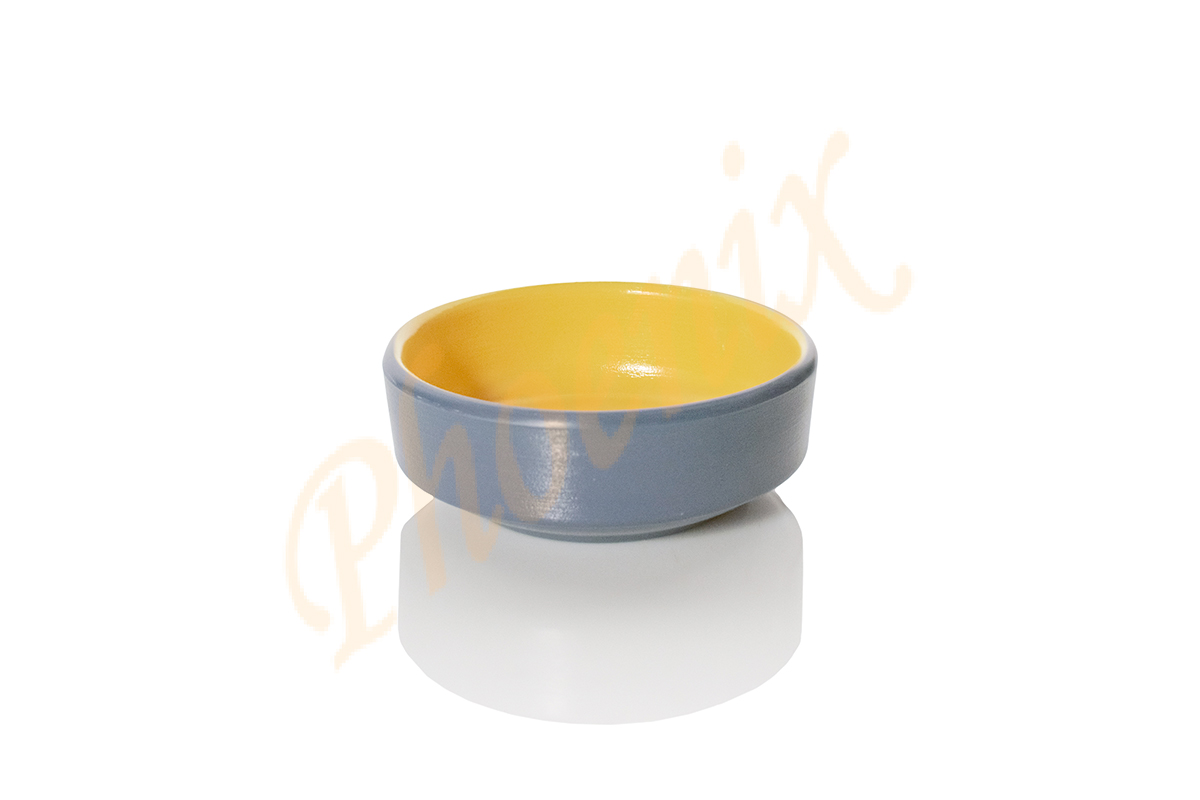 AB213003GR-Y ถ้วยน้ำจิ้มขอบตั้ง 3 นิ้ว เมลามีน สีเทา-เหลือง