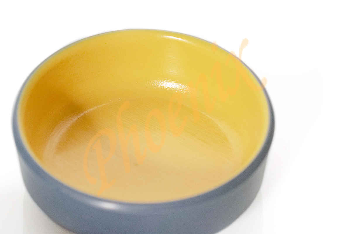 AB213003GR-Y ถ้วยน้ำจิ้มขอบตั้ง 3 นิ้ว เมลามีน สีเทา-เหลือง