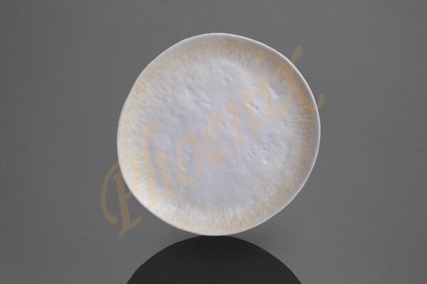 จานบัวเบี้ยว 10 นิ้ว สีขาวขอบลายส้ม เมลามีน - Image 2